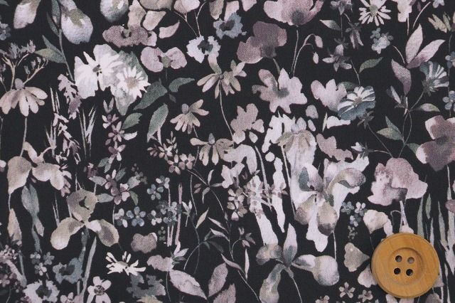 リバティファブリックス タナローン（Felda フェルダ）グレー/ブラック地／20cm【21-3631116・J24F】