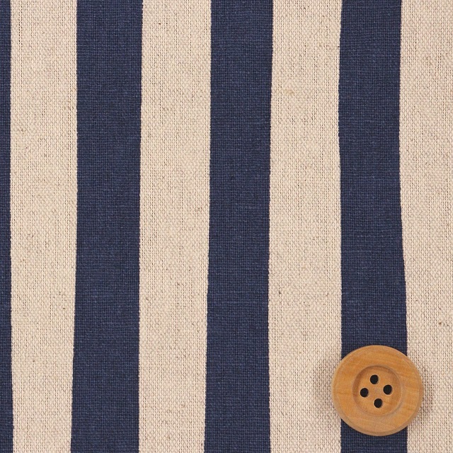 綿麻キャンバス ネイビーストライプ／ネイビー【綿麻キャンバス】