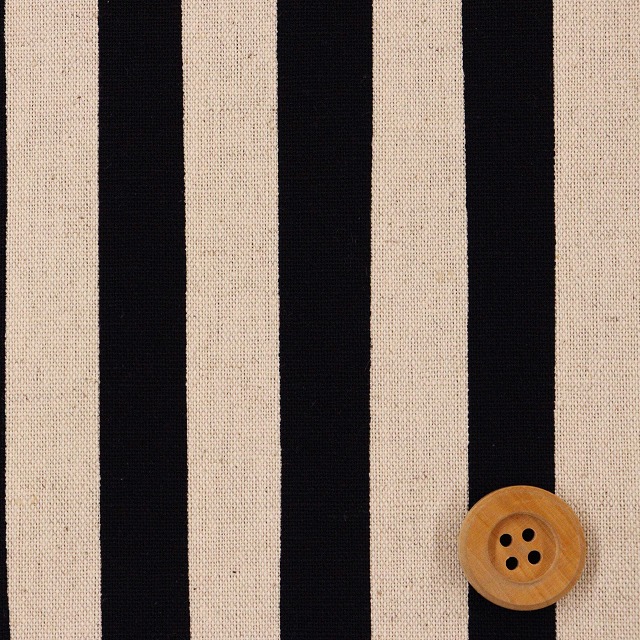 綿麻キャンバス ブラックストライプ／ブラック【綿麻キャンバス】