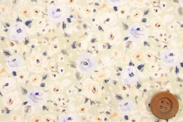 【サンドウ限定柄】リバティ・ファブリックス タナローン（Dewy Rose デューイ・ローズ）フェリスグリーン／40cm【DC33983・J24A】