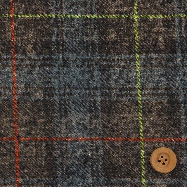 プリントタータンチェック／ブルー【シーチング生地】