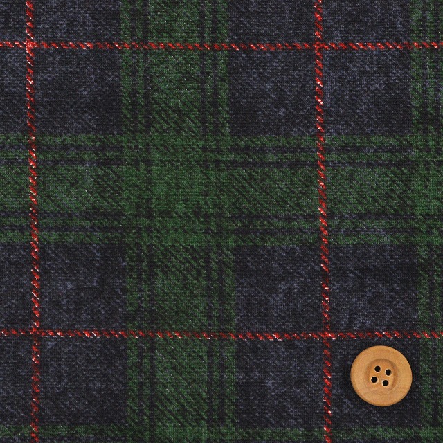 プリントタータンチェック／グリーン【シーチング生地】