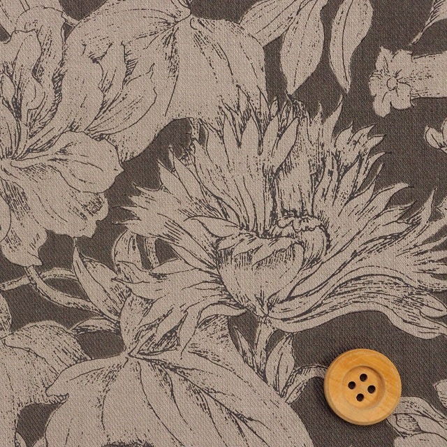 ツートーンボタニカル柄／グレー＆チャコール【ビエラ生地】