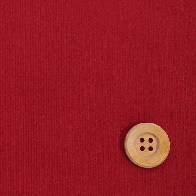 《kokochi fabric ココチファブリック》細コール／レッド（KOF-14・R）