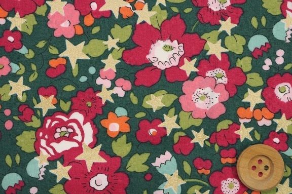 リバティ・ファブリックス タナローン（Betsy Star ベッツィ・スター）グリーン地/パール／60cm【36368406・CT】