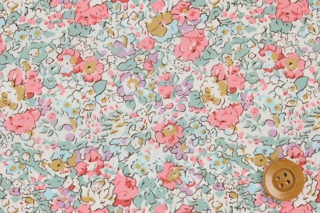 リバティ・ファブリックス タナローン（Claire-Aude クレア・オード）ピンク＆ライトブルー／60cm【3332022・DE】