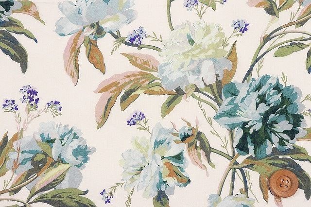 リバティ・ファブリックス タナローン（Decadent Blooms デカダント・ブルームス）ブルーグリーン／80cm【3638232・ZE】