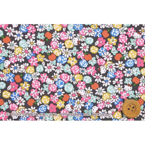 ハローキティ×リバティ・ファブリックス タナローン（Apple Picking アップル・ピッキング）カラフル/グレー地/30cm【DC33497・J24B】