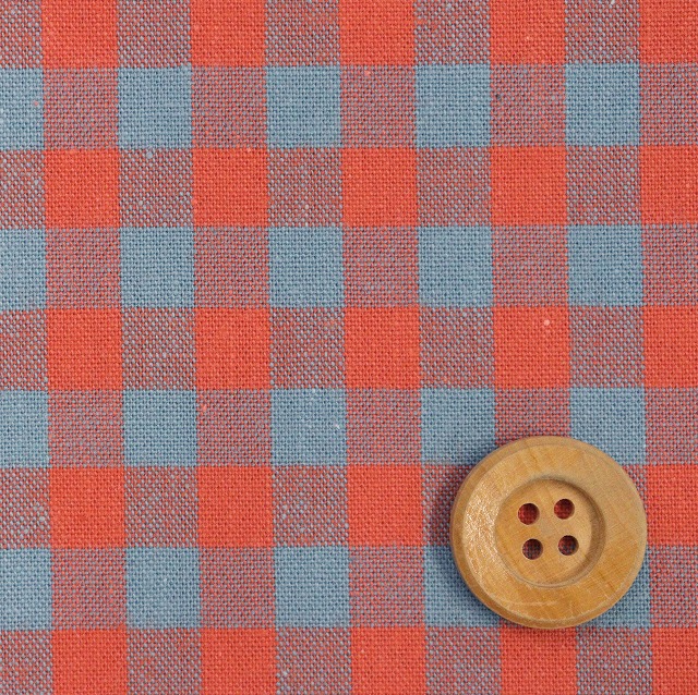 ★SALE★先染めツインカラーギンガム／ライトグレー＆レッド【シーチング生地】