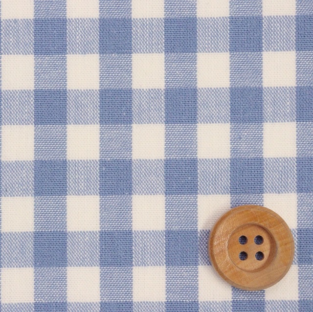 ★SALE★先染めツインカラーギンガムチェック／オフホワイト＆ブルー【シーチング生地】