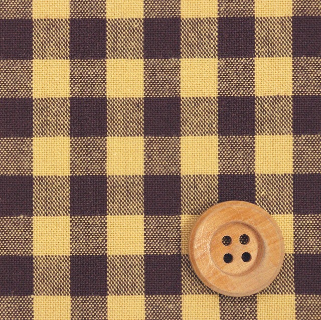 ★SALE★先染めツインカラーギンガムチェック／イエロー＆ブラウン【シーチング生地】