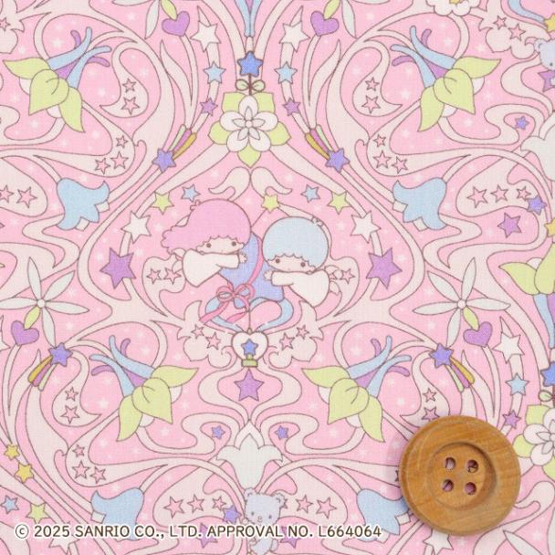 リトルツインスターズ×リバティ・ファブリックス タナローン（Kiki & Lala Orchids キキ＆ララ オーキッズ）ピンク【DC35396・J25B】