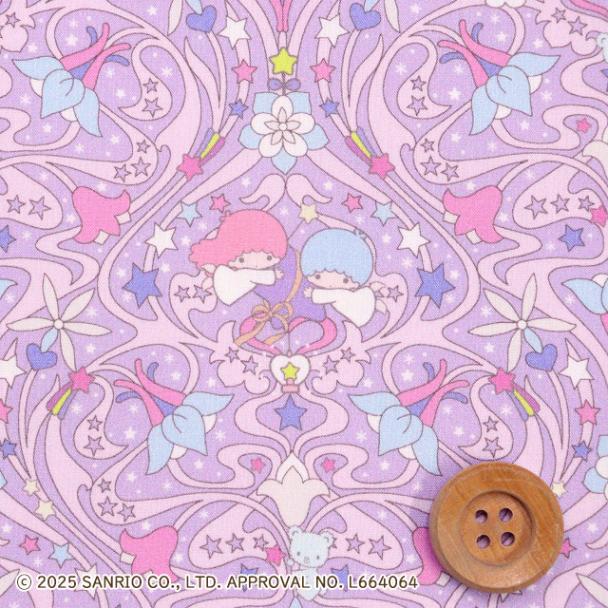 リトルツインスターズ×リバティ・ファブリックス タナローン（Kiki & Lala Orchids キキ＆ララ オーキッズ）パープル【DC35396・J25D】