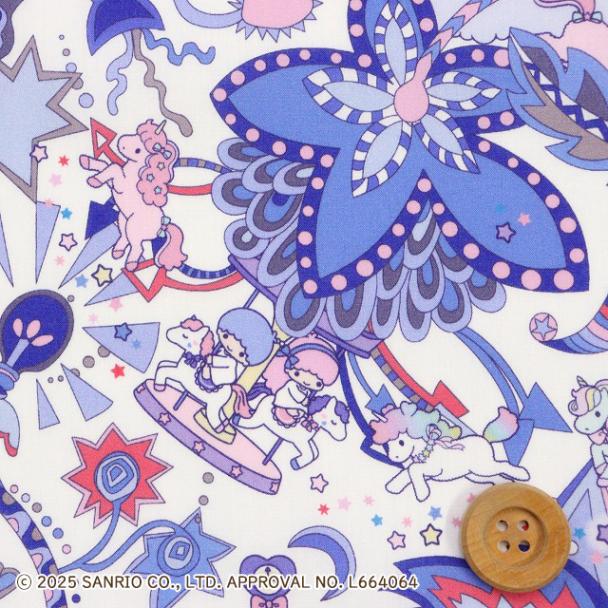 リトルツインスターズ×リバティ・ファブリックス タナローン（Soho Carnival ソーホー・カーニバル）ネイビー＆ピンク【DC35397・J25D】