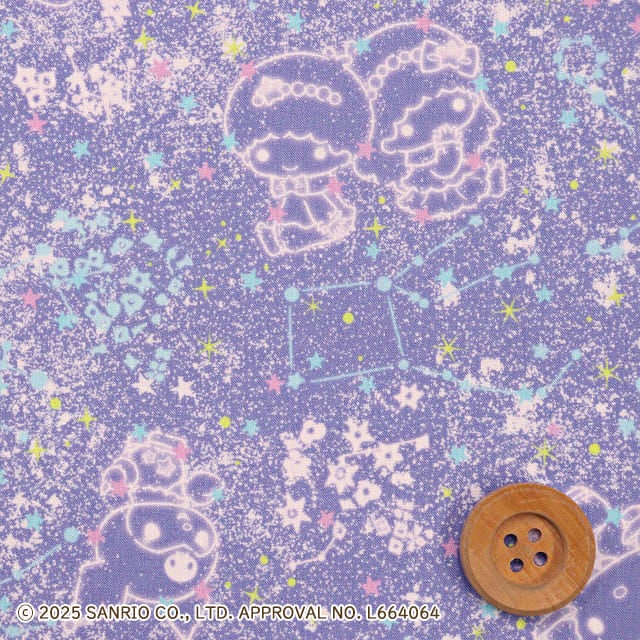 サンリオキャラクターズ×リバティ・ファブリックス タナローン（Constellation Sky コンステレーション・スカイ）ピンク＆ブルー/ライトブルー地【DC35399・J25A】