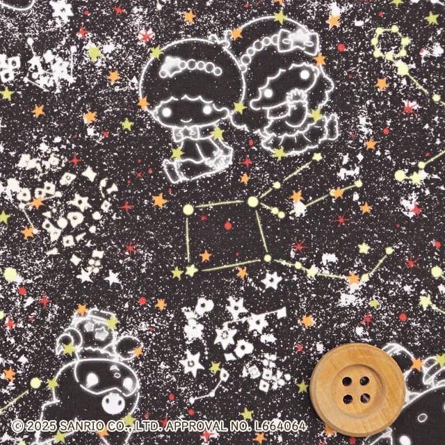 サンリオキャラクターズ×リバティ・ファブリックス タナローン（Constellation Sky コンステレーション・スカイ）イエロー＆オレンジ/ブラック地【DC35399・J25B】