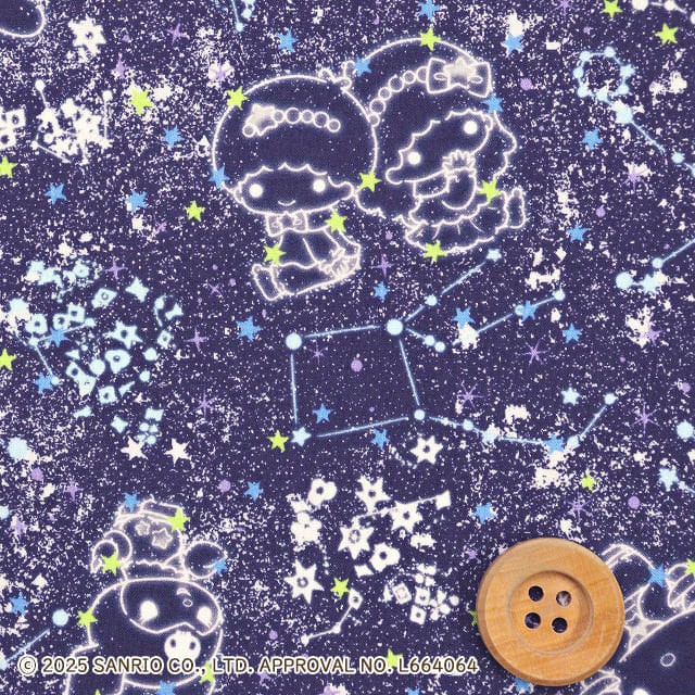 サンリオキャラクターズ×リバティ・ファブリックス タナローン（Constellation Sky コンステレーション・スカイ）ブルー＆グリーン/ネイビー地【DC35399・J25D】