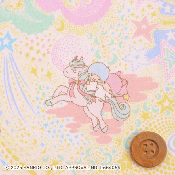 リトルツインスターズ×リバティ・ファブリックス タナローン（Milky Way Adventure ミルキー・ウェイ・アドベンチャー）ピンク＆イエロー【DC35400・J25A】