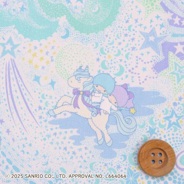 リトルツインスターズ×リバティ・ファブリックス タナローン（Milky Way Adventure ミルキー・ウェイ・アドベンチャー）ペールブルー＆グリーン【DC35400・J25B】