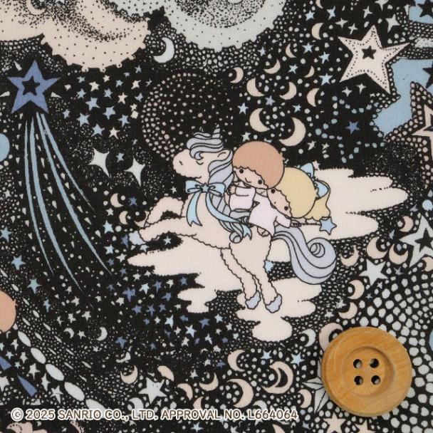 リトルツインスターズ×リバティ・ファブリックス タナローン（Milky Way Adventure ミルキー・ウェイ・アドベンチャー）ブラック【DC35400・J25D】