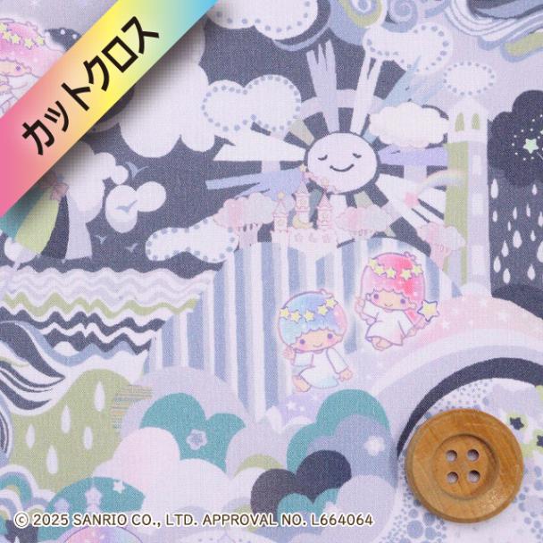 リトルツインスターズ×リバティ・ファブリックス タナローン（Enchanted Land エンチャンテッド・ランド）ブルーグレー【DC35398・J25D】カットクロス