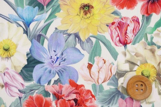 リバティ・ファブリックス タナローン（Meadow Melody Small メドウ・メロディ・スモール）ライトベージュ地／40cm【3638112・18C】