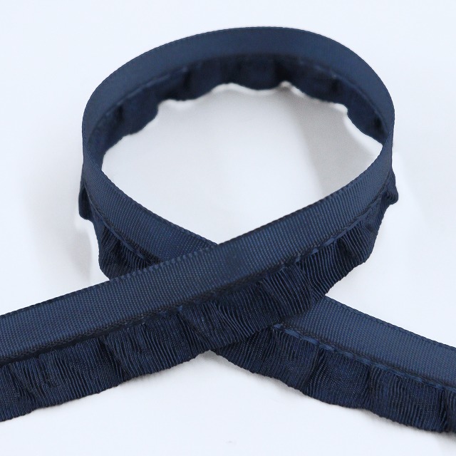 フリルリボン【巾約12mm】ネイビー【4571・19】【50cm以上10cm単位】