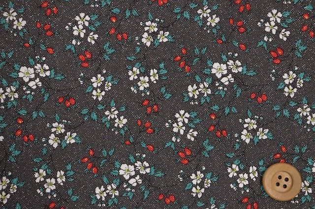 リバティ・ファブリックス タナローン（Hips 'N' Hops ヒップス・アンド・ホップス）ダークグレー（ラメ）／20cm【88-3338253G・J21D】