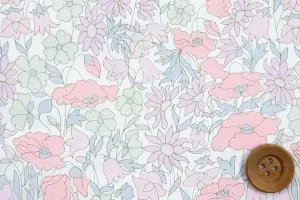 【サンドウオリジナルカラー】リバティ・ファブリックス タナローン8（Poppy＆Daisy ポピー＆デイジー）ベビーピンク／30cm【02-3632104・J16A】