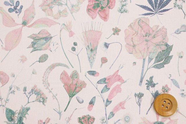 リバティ・ファブリックス タナローン（Floral Eve フローラル・イヴ）ピンク＆ブルー/オフホワイト地／30cm【13-3633189・J25C】