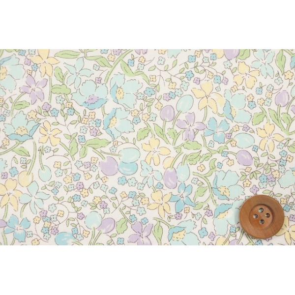 リバティプリント タナローン（Coward カワード）ペールブルー＆イエロー／60cm【08-3638277・ZE】