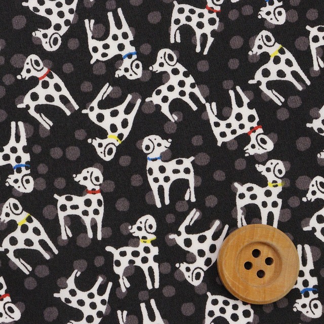 【サンドウ限定復刻色】リバティ・ファブリックス タナローン（Dalmatian dots ダルメシアン・ドッツ）ブラック【DC28830・J15A】