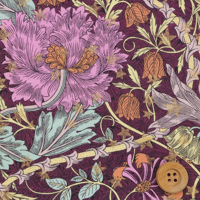 リバティ・ファブリックス タナローン（March Sparkle マーチ・スパークル）ライトピンク＆パープル/ラメ【363G74312・C】