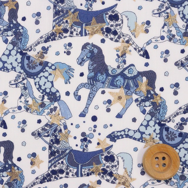 リバティ・ファブリックス タナローン（Celestial Pace セレスティアル・ペース）ブルー＆ネイビー/ラメ【DC35395・J25C】