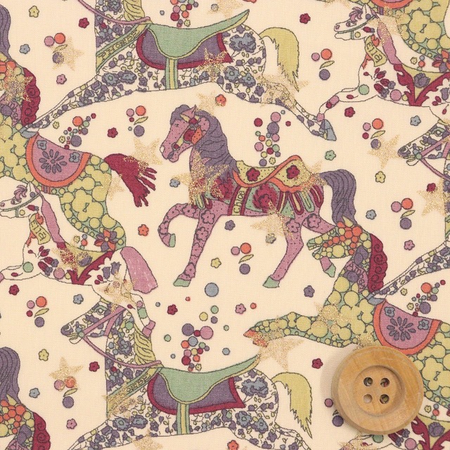 リバティ・ファブリックス タナローン（Celestial Pace セレスティアル・ペース）パープル/生成地/ラメ【DC35395・J25D】