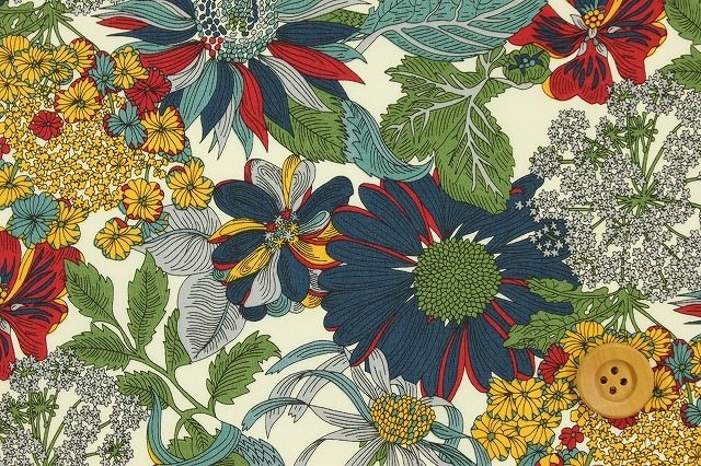 リバティ・ファブリックス タナローン（Angelica Garla アンジェリカ・ガーラ）ネイビー＆レッド／60cm【3631034・AE】