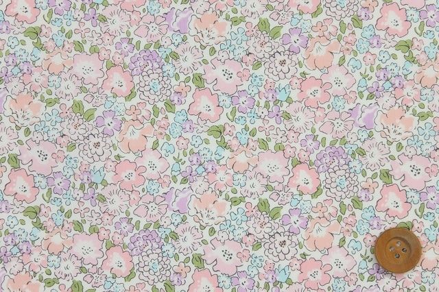 リバティ・ファブリックス タナローン（Michelle ミシェル）クラシックピンク＆パープル／80cm【3636017・EE（E）】