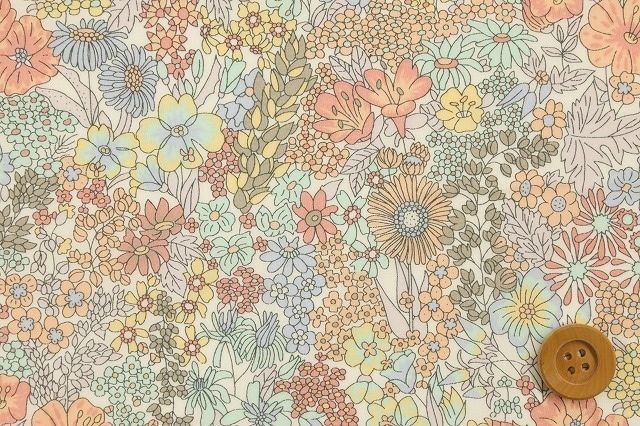 リバティ・ファブリックス タナローン（Margaret Annie マーガレット・アニー）ミルキーオレンジ／90cm【3631165・WE】