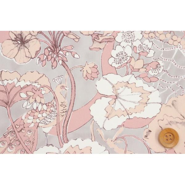 リバティ・ファブリックス オーガニックタナローン（Moonlight Garden ムーンライト・ガーデン）ピンク＆グレー／90cm【25-157J74905・25BU】