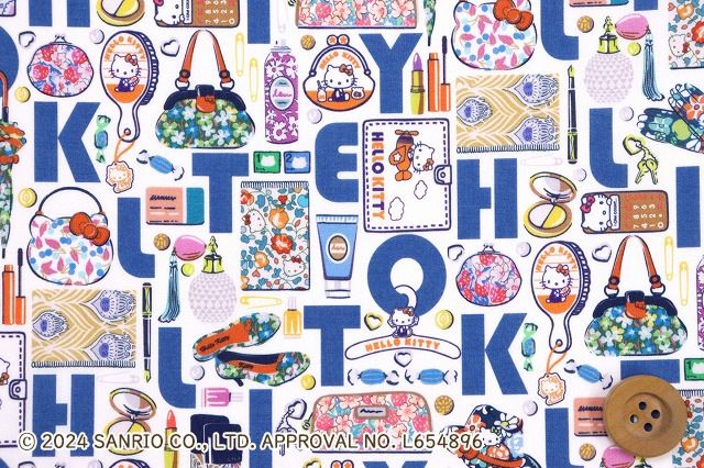 ハローキティ×リバティ・ファブリックス タナローン（Hello Kitty Necessities ハローキティ・ネセシティーズ）ブルー/30cm【DC34426・J24A】