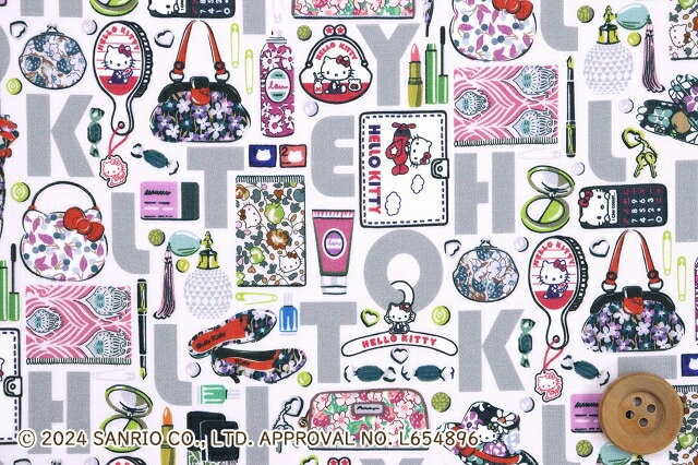 【サンドウオリジナルカラー】ハローキティ×リバティ・ファブリックス タナローン（Hello Kitty Necessities ハローキティ・ネセシティーズ）フェミニングレー/30cm【DC34426・J24H】