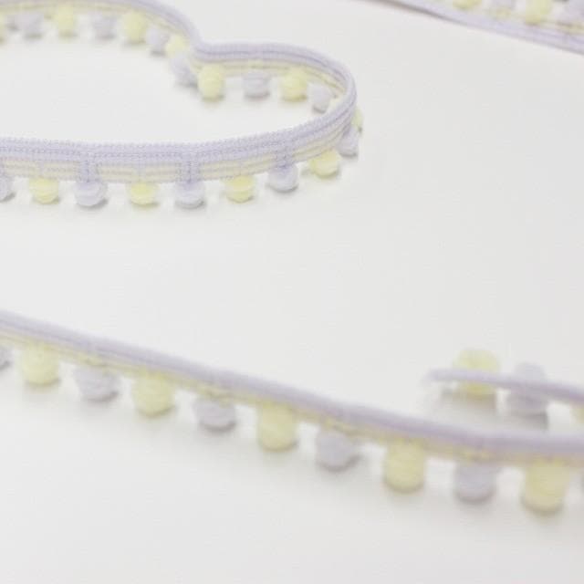 ジェラートカラー ポンポンテープ（イエロー&パープル）【CMOC-16・YV】【50cm以上10cm単位】