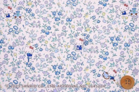 ハローキティ×リバティ・ファブリックス タナローン（Playground プレイグラウンド）ブルー＆パープル/40cm【DC33498・J24B】