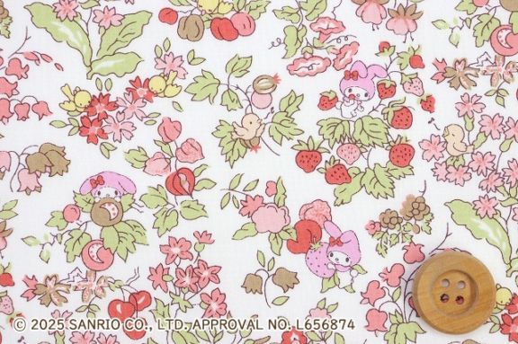 マイメロディ×リバティ・ファブリックス タナローン（Nancy's Orchard ナンシーズ・オーチャード）レッド＆グリーン/50cm【DC30715・J25A】