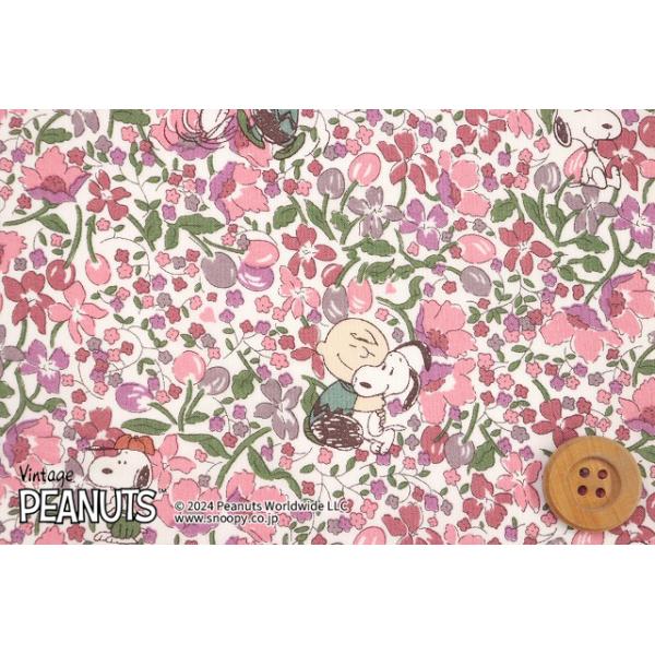 PEANUTS(TM)×リバティ・ファブリックス タナローン（Charlie Brown's Flowers ピンク）チャーリー・ブラウンズ・フラワーズ/70cm【DC33937・J24B】