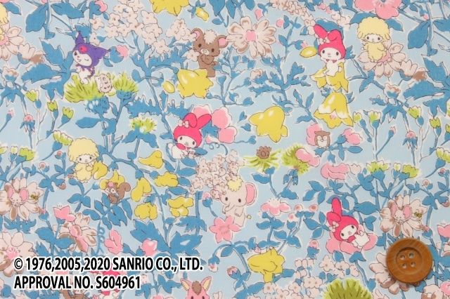 マイメロディ×リバティ・ファブリックス タナローン（Melody's Party メロディーズ・パーティー）ブルー（ライトブルー地）/30cm【DC30716・J20D】