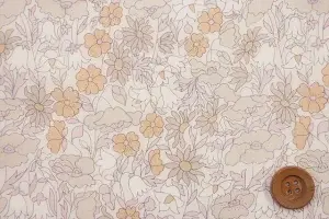 【サンドウオリジナルカラー】リバティ・ファブリックス タナローン（Poppy & Daisy ポピー＆デイジー）クリームオーカー／40cm【02-3632104・J21B】