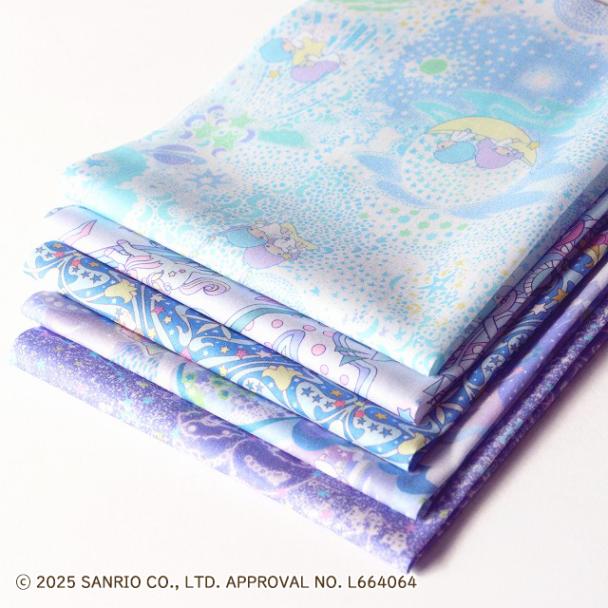 【定形外郵便なら送料無料】◎リバティ・ファブリックスお試しセット◎Sanrio×LIBERTY FABRICS カットクロス5枚セット（2025AW/ブルー系）