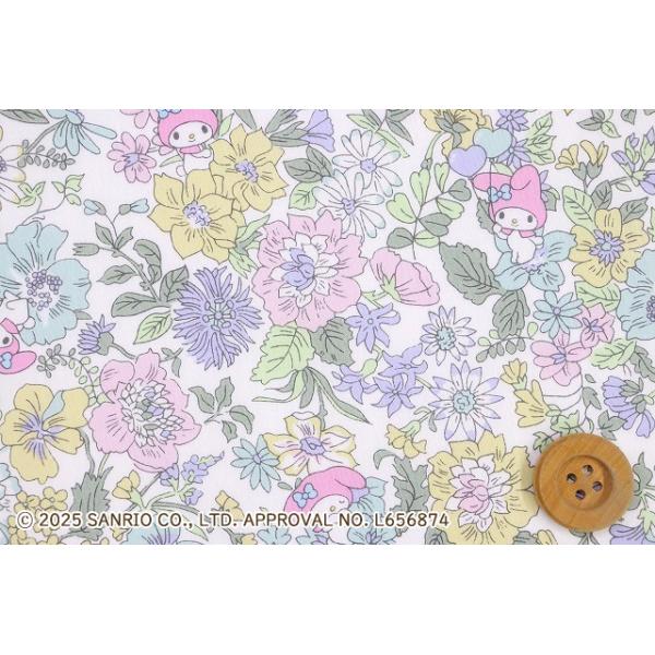 マイメロディ×リバティ・ファブリックス タナローン（Emily Song エミリー・ソング）ペールグリーン＆パープル／50cm【DC30710・J25B】