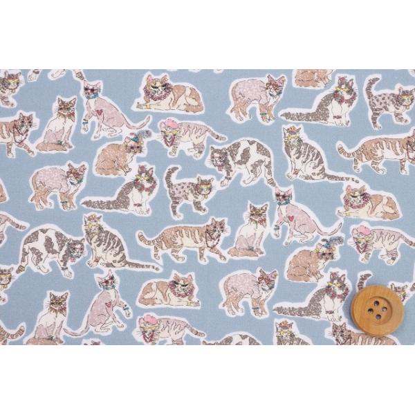 リバティ・ファブリックス オーガニックタナローン（Willoughby Mews ウィロビー・ミューズ）ブルー／100cm【25-157J74904・25BU】